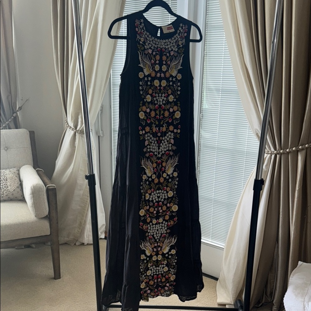 Embroidered Black Maxi Dress
